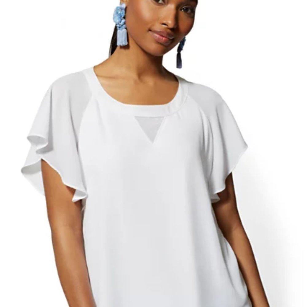 FLUTTER-SLEEVE BLOUSE - Medium